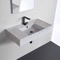 Marble Design Ceramic Wall Mounted or Vessel Sink With Counter Space